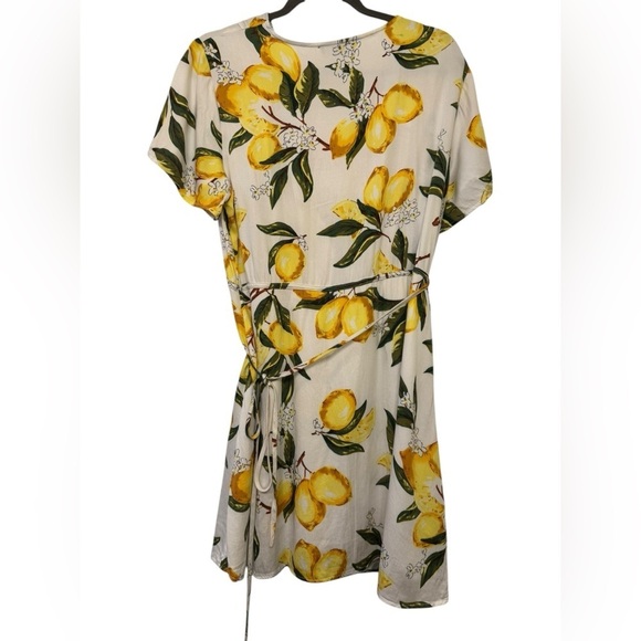 Lulus Ala Tart Lemon Print Wrap Dress - Picture 6 of 11